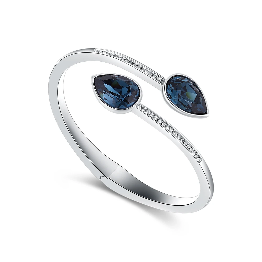Роскошные двойные капли воды браслеты Кристаллы из браслеты Swarovski браслеты для женщин Мода Открытый браслет свадебные украшения - Окраска металла: Dark blue