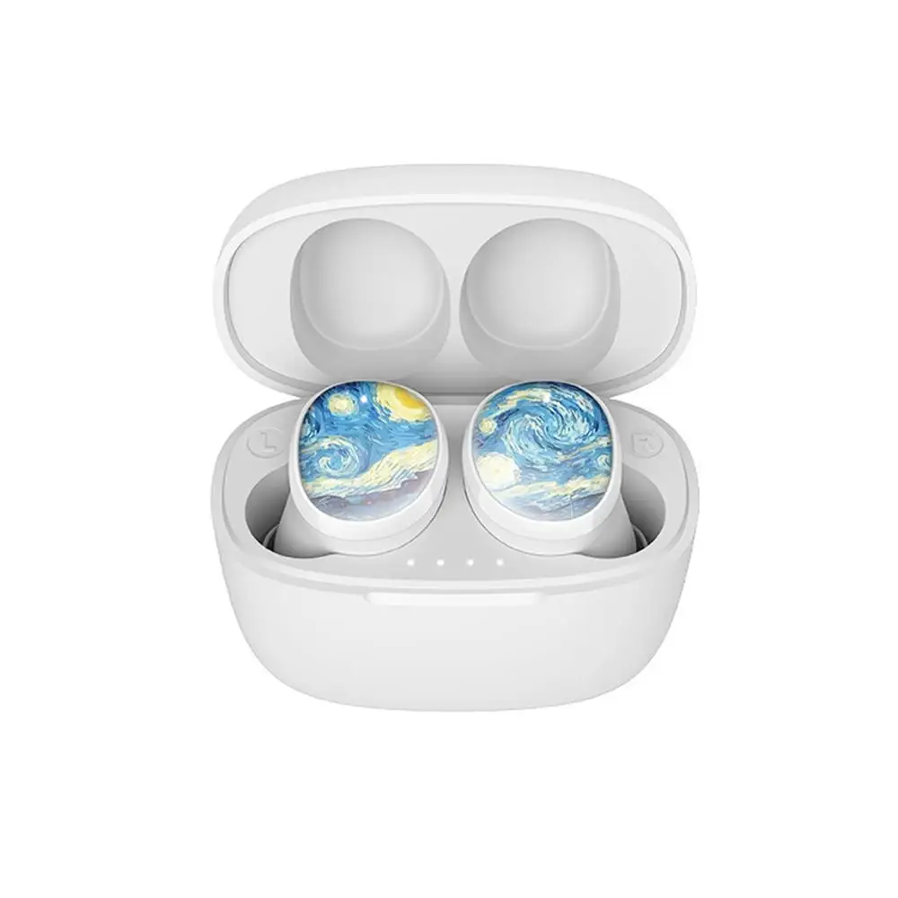 Гарнитура с голубым зубом 5,0 tws true wireless PX6 беспроводная Bluetooth гарнитура Спортивная гарнитура IPX6 Водонепроницаемая HD стерео Беспроводная - Цвет: White van gogh