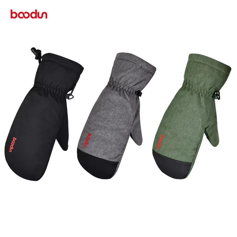 Boodun Men Women Winter Ski Gloves Windproof Waterproof Snow Snowboard Skiing Gloves Thermal Fleece Warm Gloves with PU Palm