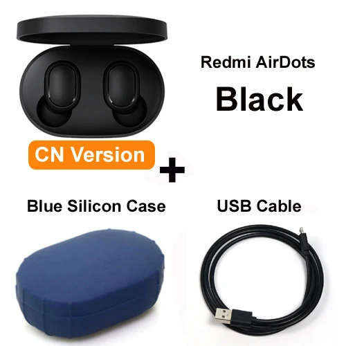 CN add Cable Case Inlock Xiaomi Redmi Airdots Xiaomi Беспроводные Наушники управление голосом Bluetooth 5,0 контроль шумоподавления - Цвет: CN add Cable Case