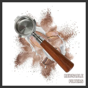 

Coffee Bottomless Filter Cup Holder Replacement for Delonghi EC680/EC685 Stainless Steel wooden handle Filter Coffee Accessories