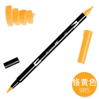 1 шт. TOMBOW AB-T Япония 96 цветов художественная кисть Ручка Двойные головки маркер Профессиональный водный маркер ручка живопись Kawaii канцелярские принадлежности - Цвет: 985