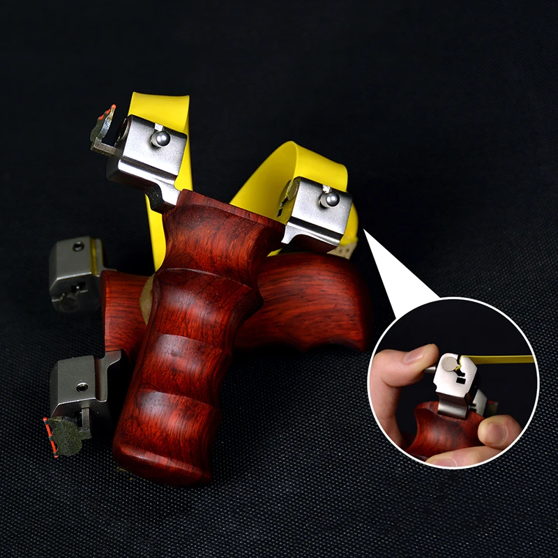 

Profesional Hunting Slingshot Stainless Steel Head Catapult +Wood Handle Outdoor Shooting with Flat Rubber Band