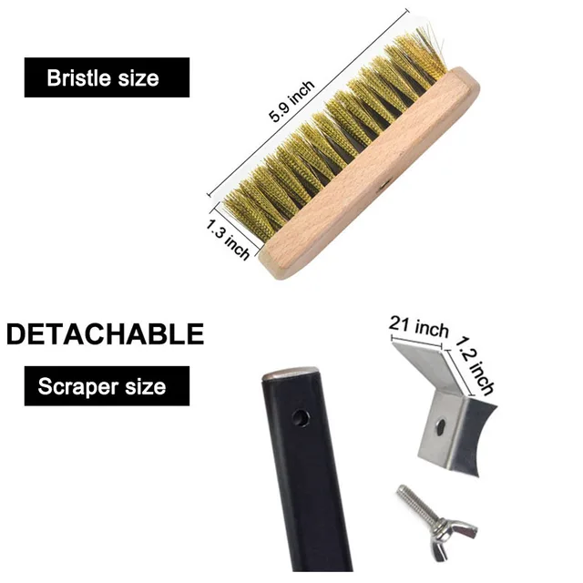 PizzAtHome 43 inch Pizza Oven Commercial Copper Brush Bristle Brass Scraper  Grill Cleaning Oven Brush with Aluminium Handle - AliExpress