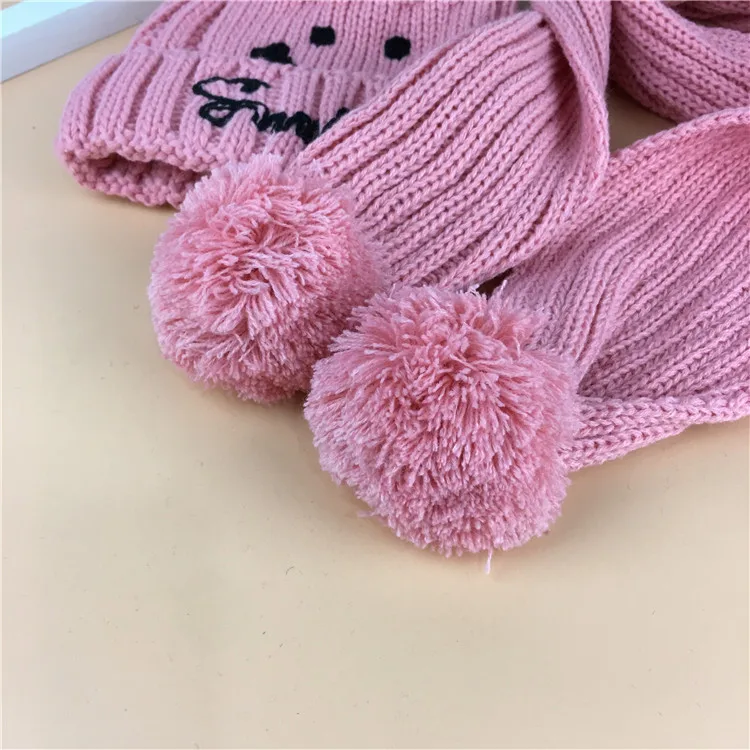 Maylisacc для детей 2-7 лет, вязаная детская шапка; воротник с круглым вырезом осенне-зимние 2 предмета в комплекте мячик-смайлик акриловый шарф куртка из искусственной кожи для мальчиков и девочек
