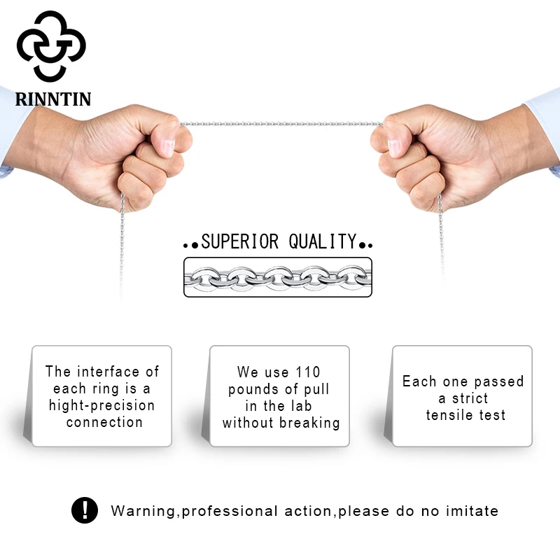 Rinntin Fashion S925 Silver O Cross Link Chain Necklace Classic Long Necklace Men Women Hip Hop Neck Chain Jewelry Gift SC20 6