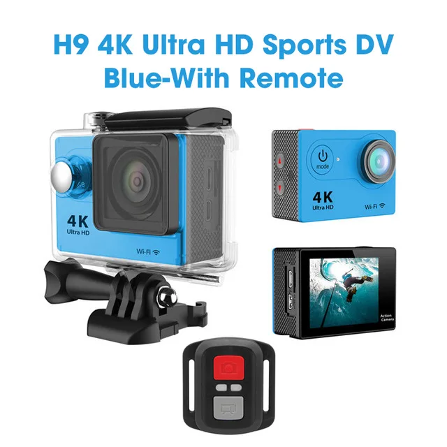 Экшн-камера eken H9R/H9 Ultra HD 4K WiFi Пульт дистанционного управления спортивная видеокамера DVR DV Водонепроницаемая камера для экстремальных видов спорта - Цвет: Blue With Remote