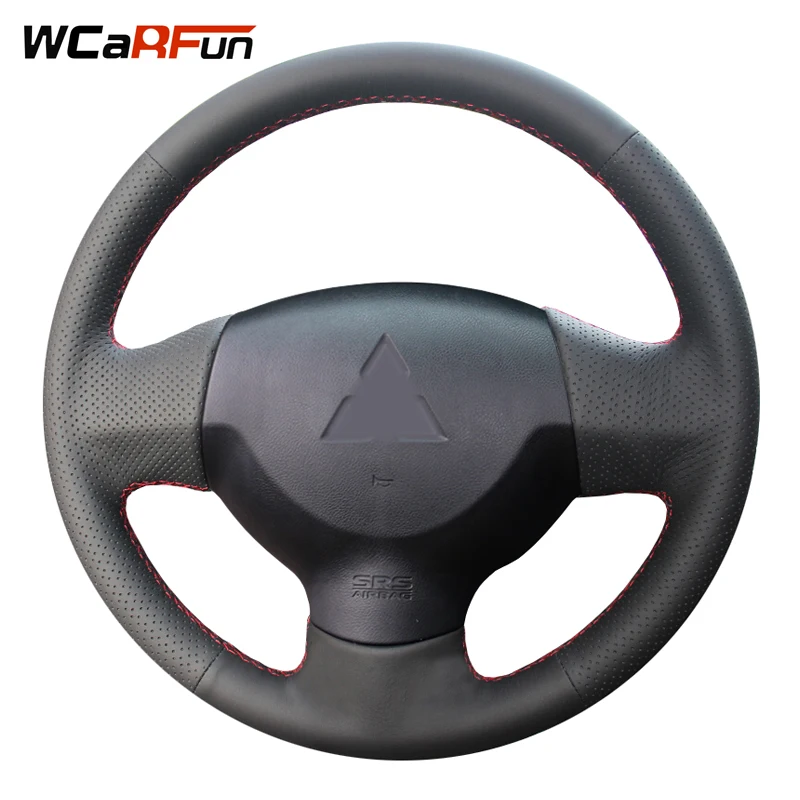 WCaRFun прошитая вручную черная кожаная оплетка на руль для Mitsubishi Lancer EX 10 X