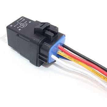 

5 Pack Car Relay Harness 12V 40A 4 Pin SPST Harness Sockets With Color-Labeled Wires 12 Volt Automotive Relays For Auto Fan Cars
