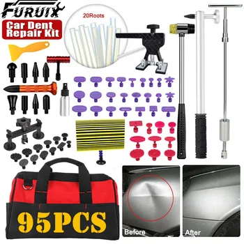Online FURUIX Paintless Repair Hand Tools Dent Puller Slide Hammer Removal Kits Glue Gun 95pc