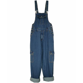 

2020 Jeans Men Men's Denim Overalls Men's Overalls Jumpsuit Large Size 30-46 Strap Straight Pants Blue Jeans Plus Size