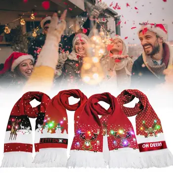 

Christmas LED Luminous Scarf Winter Warm Knit Tassel Scarf Party Holiday Xmas Decorations For Home For Kids Girls Gift