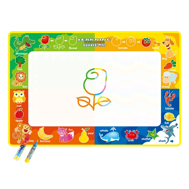 6 Types 74*49cm Water Drawing Mat with 2 magic Pens Doodle Mat Drawing Board Painting Toys Educational Toys for Kids Xmas Gift 5