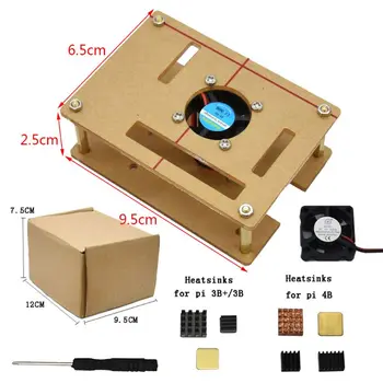 

1Set Transparent Clear Acrylic Case with Cooling Fan Heatsinks Screwdriver for Raspberry Pi 4B/3B+/3B