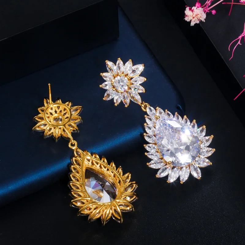 Женские серьги подвески в форме капли воды с фианитом|bridesmaid earrings|drop earringsearrings brand |