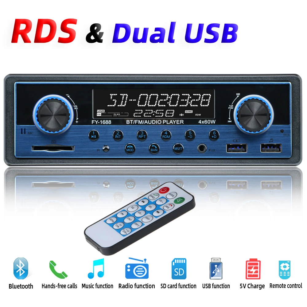 автомагнитола с двумя usb-портами RDS AM FM Bluetooth авто магнитола 1 din Aux стерео аудио