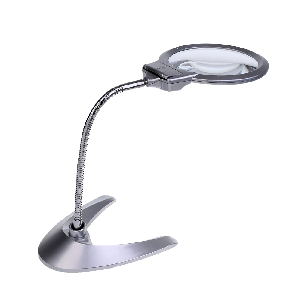 LED Lighted 2X 5X Magnifier and Desk Lamp for Inspection, Reading Books, Magazines, Newspapers, Jewelry Repair
