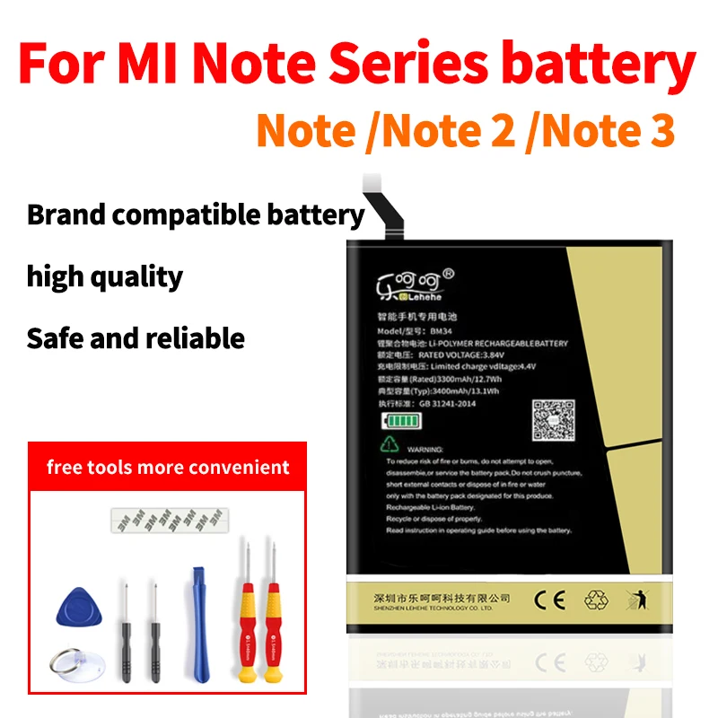 Lehehe bm21 BM34 батарея для mi note 2 3 Высокое качество нулевой цикл с бесплатными