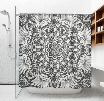 

Water-Repellent & Machine Washable Funny Bathroom Shower Curtain Bohemian Floral Mystery Design, Thick Polyester Bath Curtain