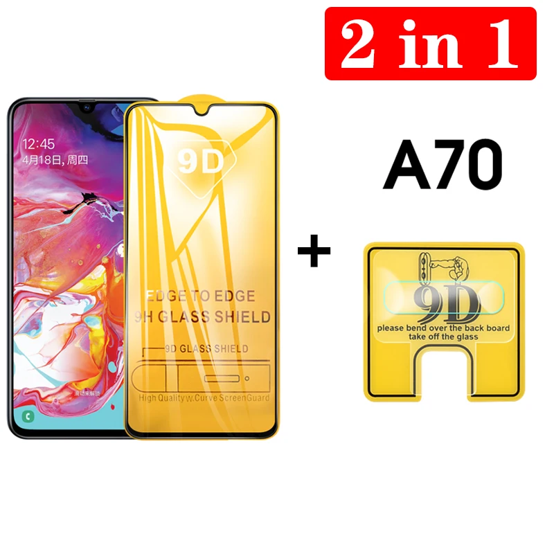 2 в 1 9D закаленное стекло для samsung Galaxy A70 A10 A20e A40 A80 Задняя крышка объектива камеры