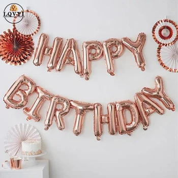

13pcs Happy Birthday Decoration Balloons Rose Gold black Letter Foil Ballons adult's Birthday Party Decoration baby shower supp