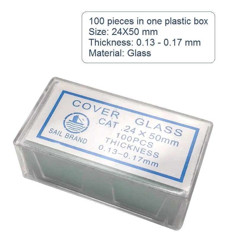 100PCS 24x50 mm Microscope Glass Slides Cover Slips Blank Slides Microscope Accessories 0.13-0.17 mm Thickness 3