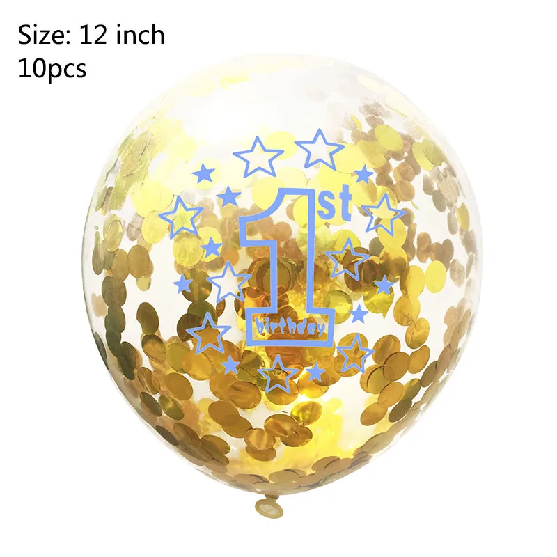 FZ051-goldblueX10 Gala-zone золотой блеск один баннер для маленьких мальчиков и девочек на один год старше 1-й первый день рождения партии высокий стул украшения питания - Цвет: FZ051-goldblueX10