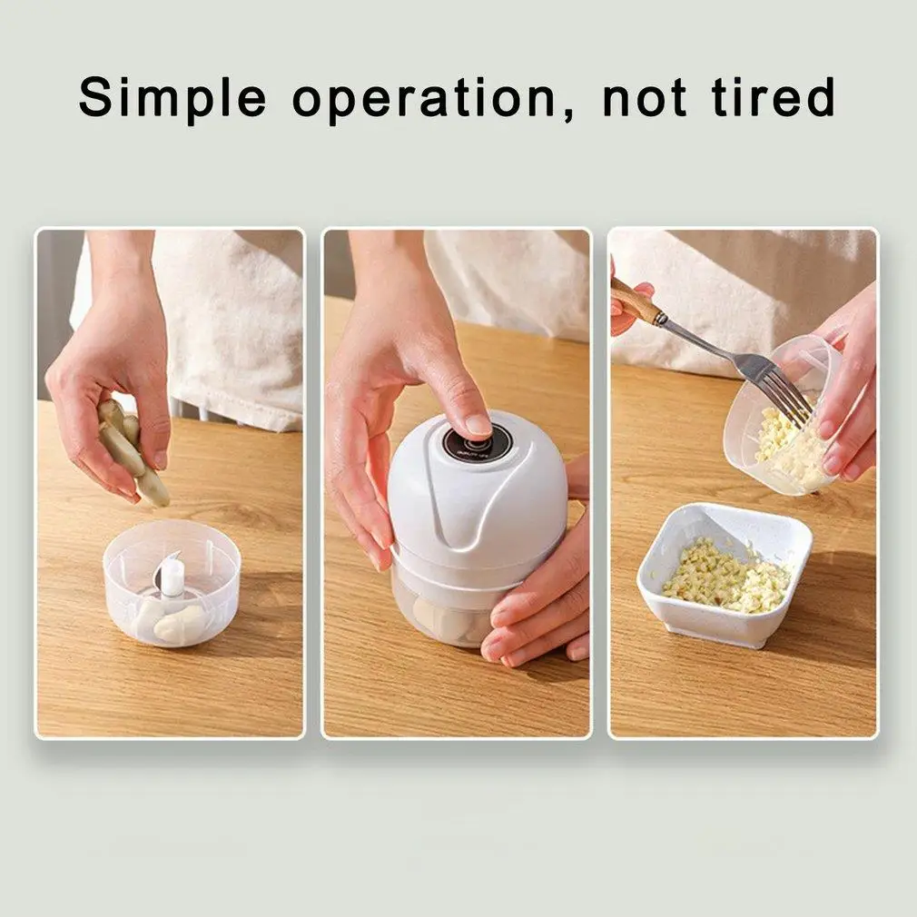 Cordless Electric Garlic Mincer, Mini Food Processor, USB Charging Onion Chopper, Kitchen Gadgets