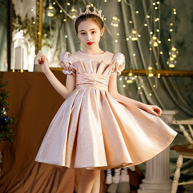 Vestido de noche elegante para niña, ropa Formal para graduación, boda, fiesta, dama de honor, oro y rosa, 2023 _ - AliExpress Mobile