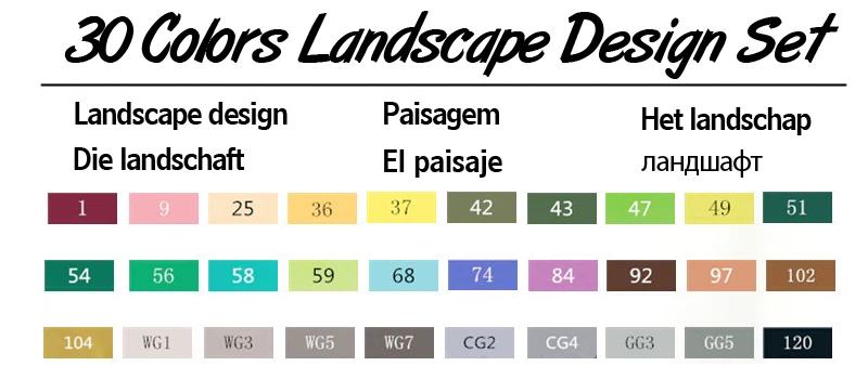 TOUCHNEW 30/40/60/80 Цвет набор маркеров для живописи Двойные наконечники на спиртовой основе маркеры для Artisr рисунок маркер для белой доски расходные материалы - Цвет: 30 Landscape Set