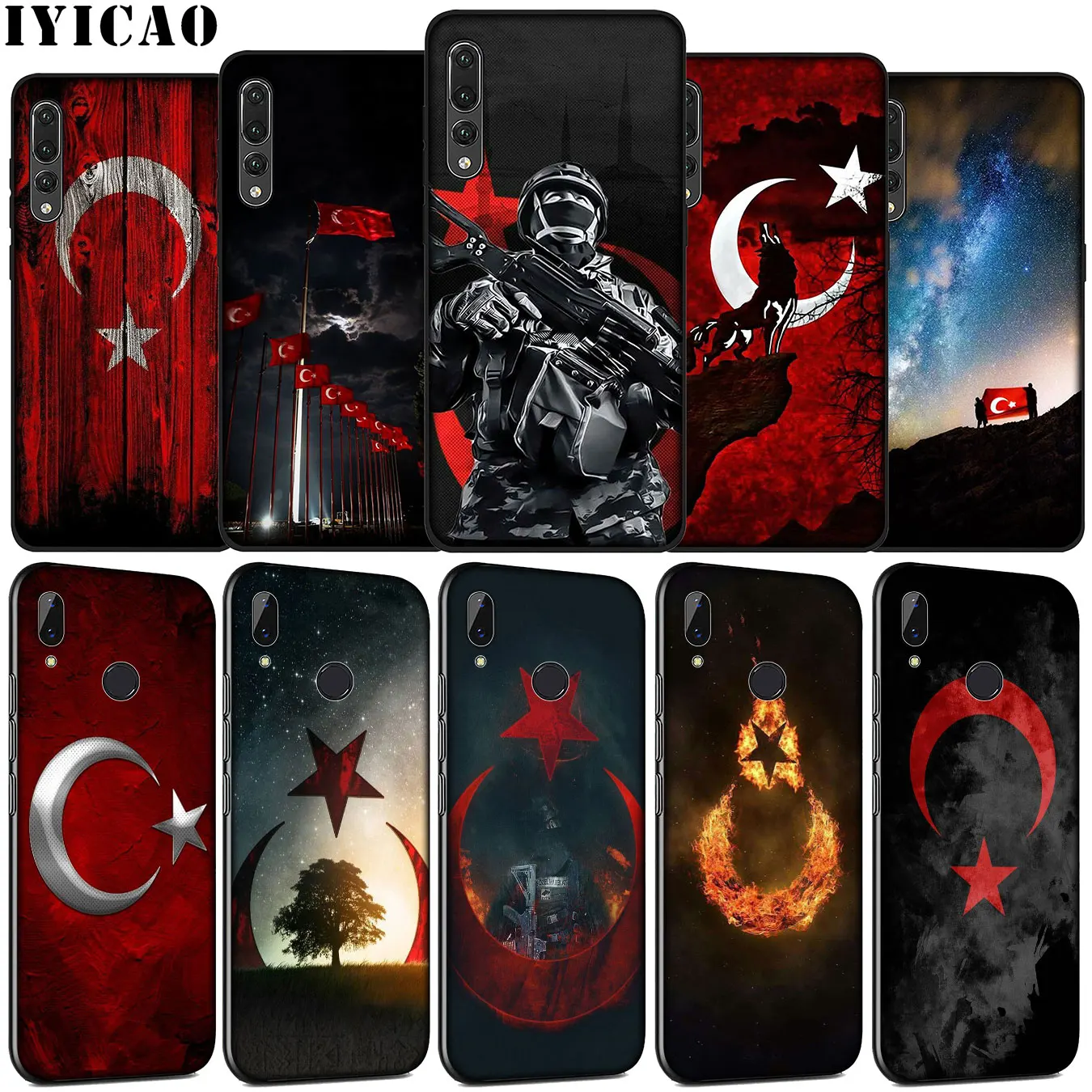 Мягкий силиконовый чехол IYICAO с турецким флагом и волком для Huawei P30 P20 Pro P10 P9 Lite Mini