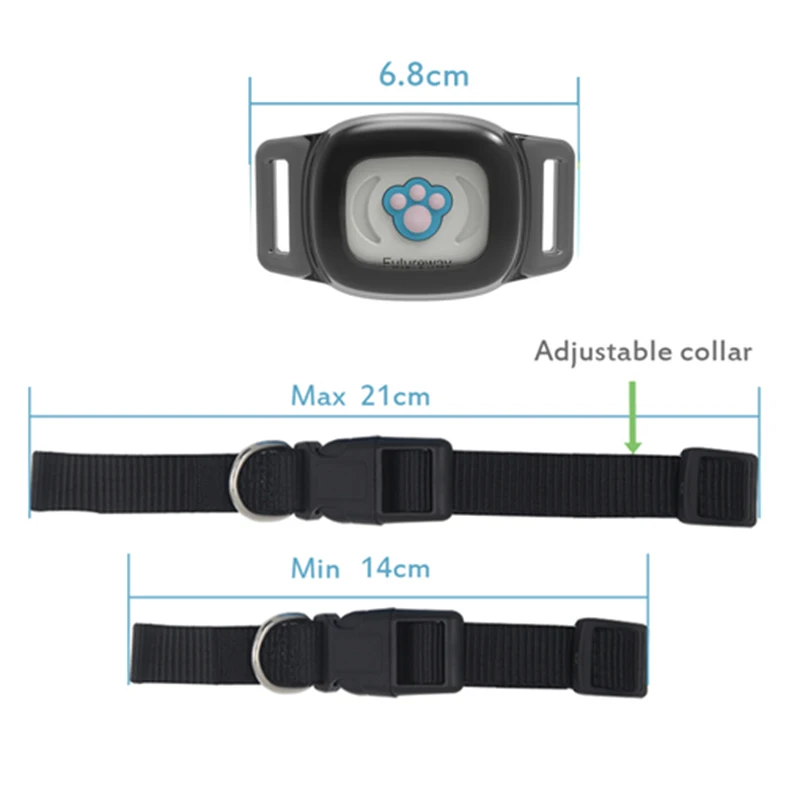 

Smart Waterproof IP67 Mini Pet GPS Tracking Device Dog Cat Tracker Collar Positioner Black Multimode Positioning