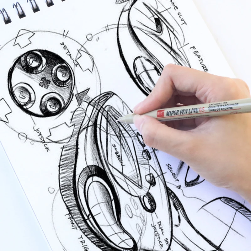 Pigment Liner Micron Ink Art Marker Pen Calligraphy Brush Pens Black Fineliner Sketching Manga Drawing Hand Lettering White Pen