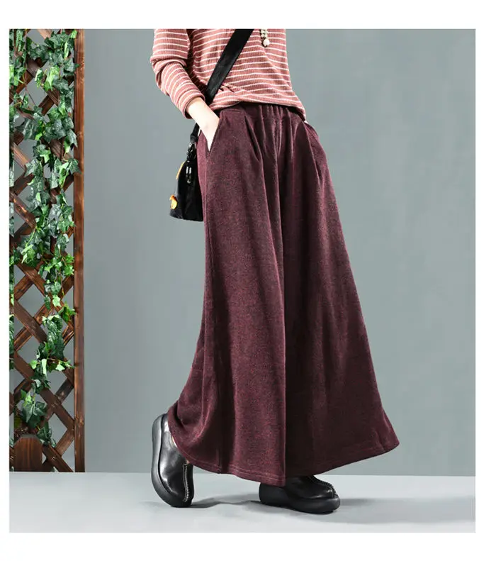 Трикотажные брюки Широкие брюки в стиле ретро; плотные брюки в стиле ретро; модная эластичная одежда большого размера; повседневные