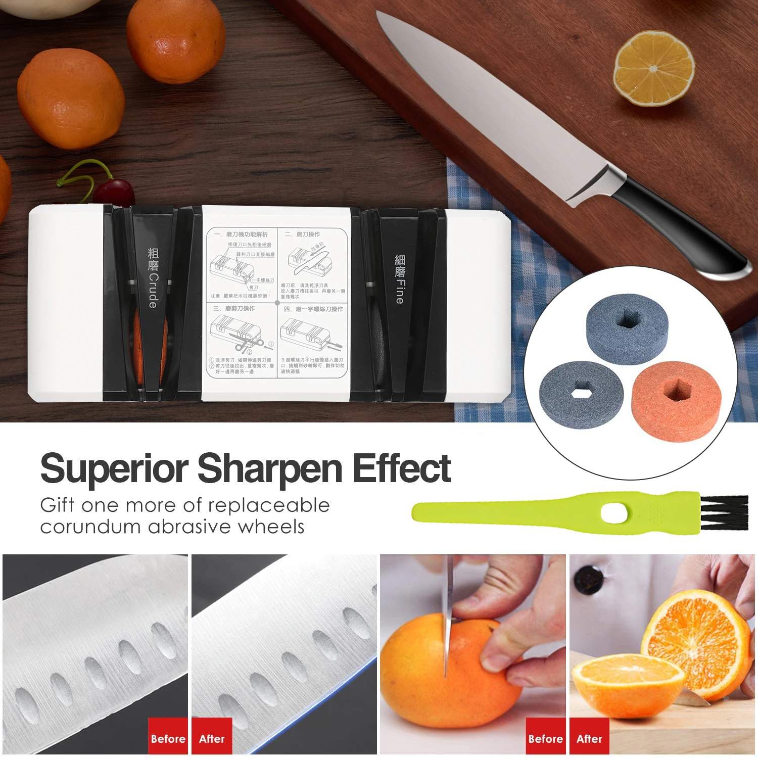 Professional Electric Knife Sharpener Multifunctional Automatic Cut Sharpeners with 15-Degree Bevel Crude and Fine Grooves knife sharpener kitchen knife sharpener