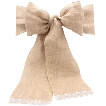 

Hot Sale 10Pcs Retro Linen Lace Wedding Chair Knot Decoration Chair With Waist Leading Knot Romantic Wedding Party 17x275Cm