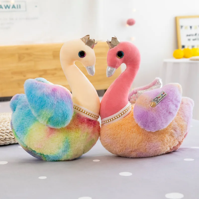 

Crown swan plush rainbow Soft Toys cloth new Soft Stuffed Animals children's birthday gift Christmas Home decoration