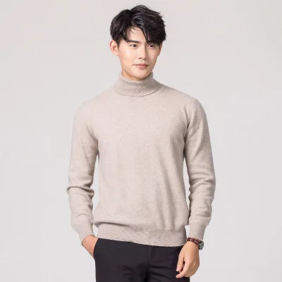 Cashmere and Cotton Blend Turtleneck Men's Pullover 2021 Autumn and Winter Soft and Warm Bottoming Pullover Knitted Sweater 4