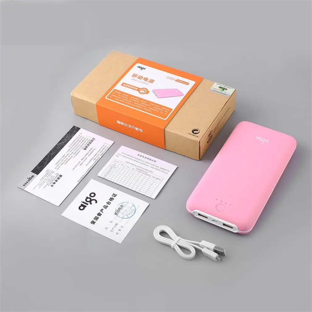 

T20000 20000mAh Portable Power Bank Dual USB Input Charging Port Charger Large Capacity Polymer Battery Compatibility