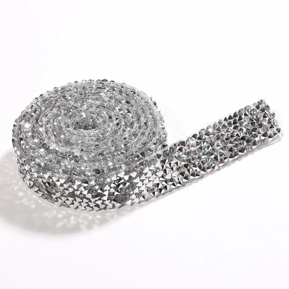 Silver 1.5cm 1 ярд швейная отделка орнамент из кристаллов Стразы горячей фиксации горный хрусталь лента аппликатор лента со стразами самодельная цепочка железо на аппликации - Цвет: Silver 1.5cm