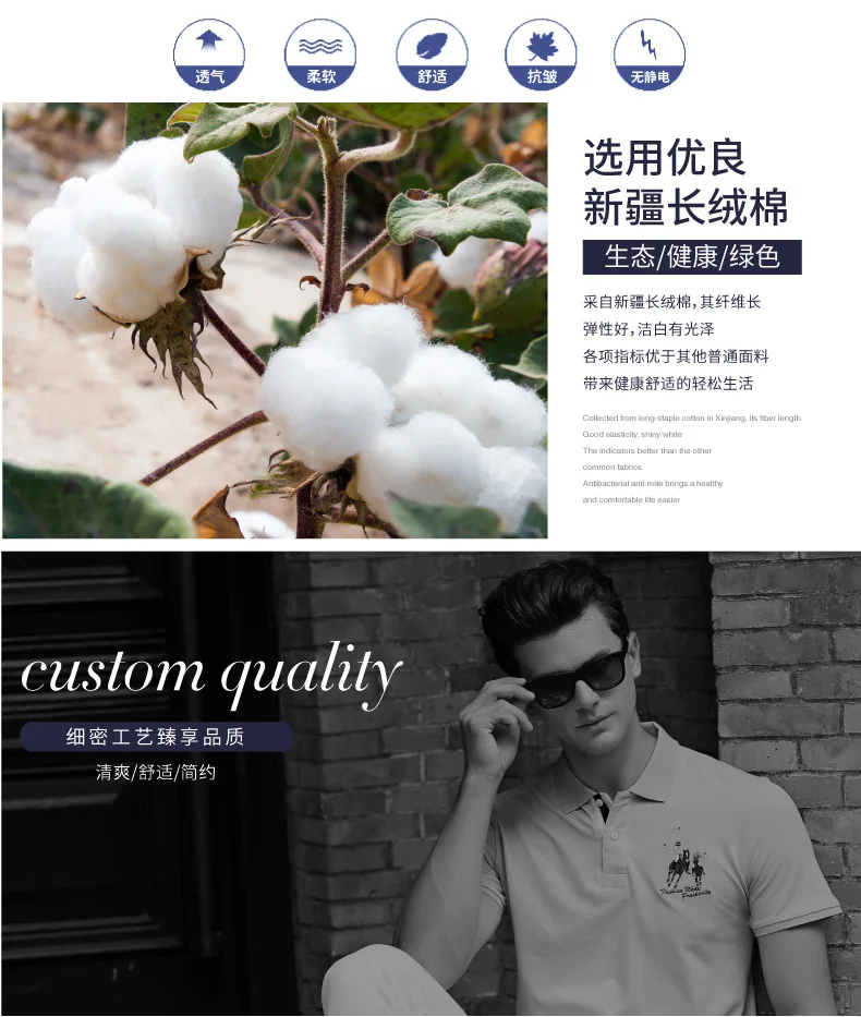 Place Of Origin Supply Of Goods Summer Men'S Wear New Style Teenager Fold-down Collar Solid Color Cotton Piquet Polo Shirt Large