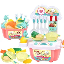 Children Kids Mini Kitchen Toy Set Baby Girls Play House Toy Pretend Play Kitchen Utensils Cooking Pots Food Cookware Toy Gifts