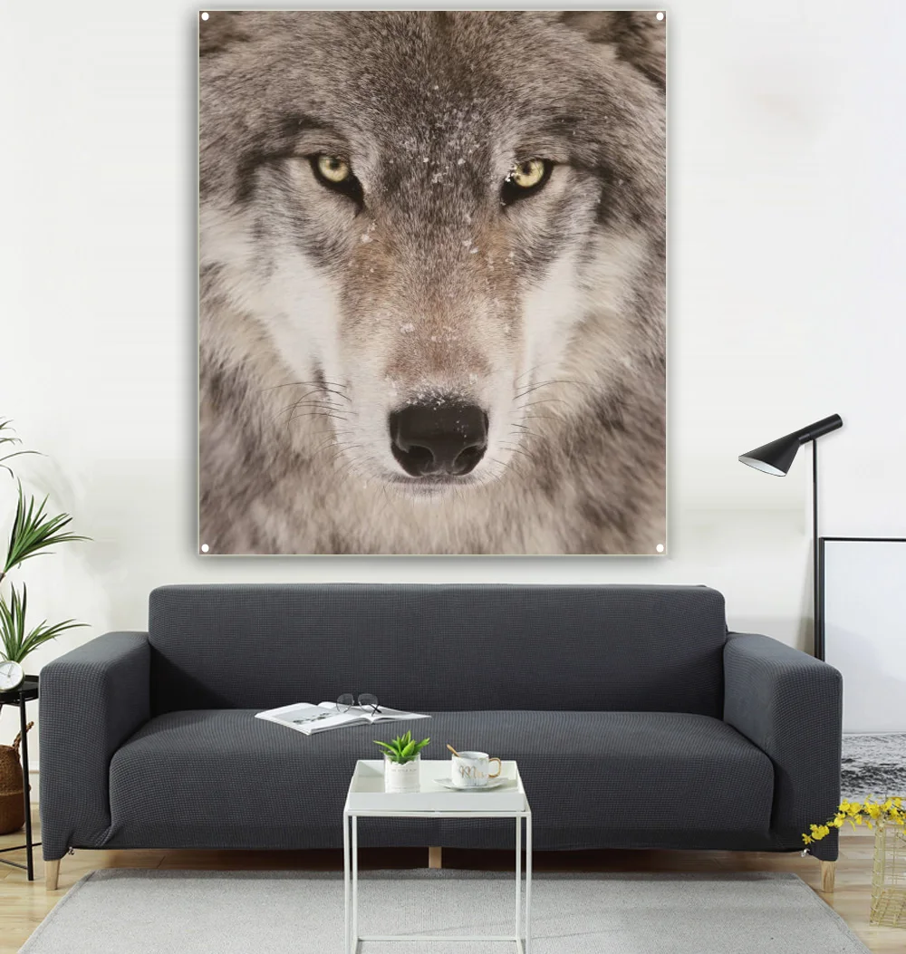 

wolf Wall painting , wolf Decorative square hanging flag ,wolf banner