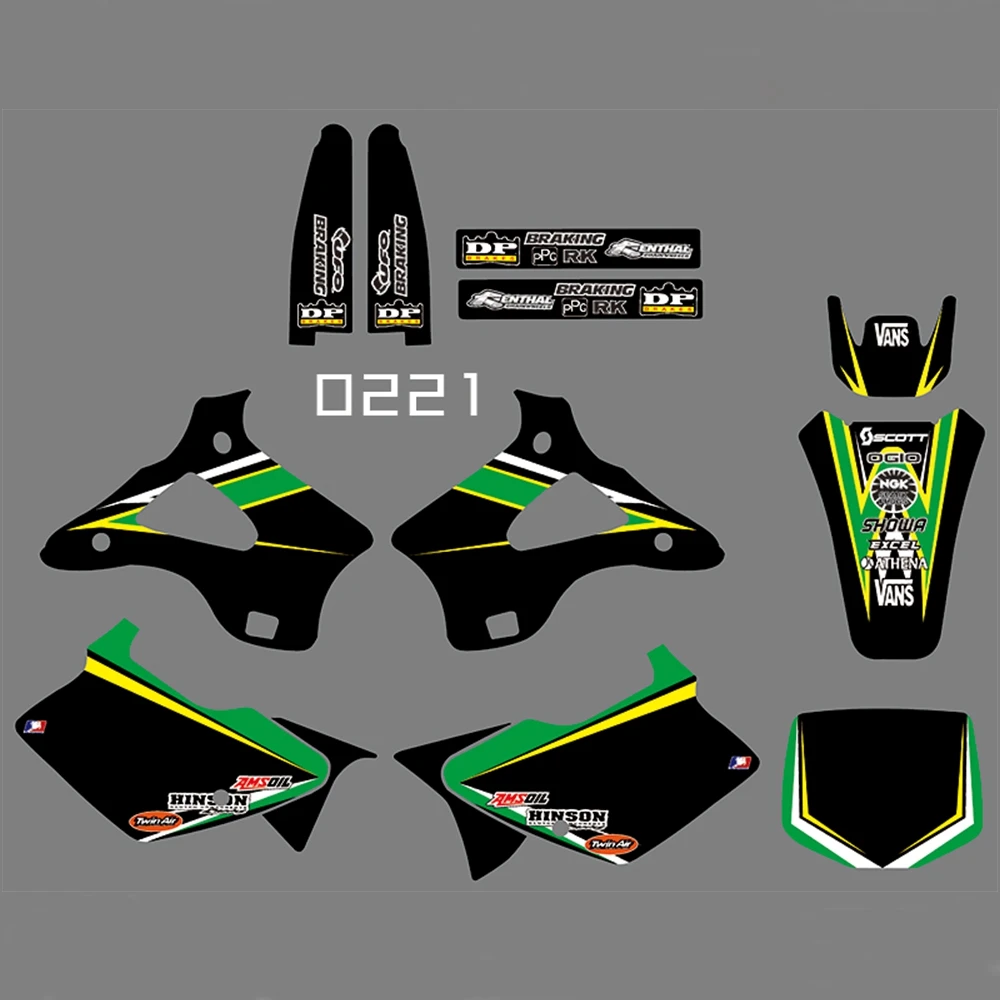 Для KAWASAKI KX125 KX250 1994-1998 Графика наклейки на заказ Номер Наименование лента 3M Полный мотоцикл Фоны аксессуары