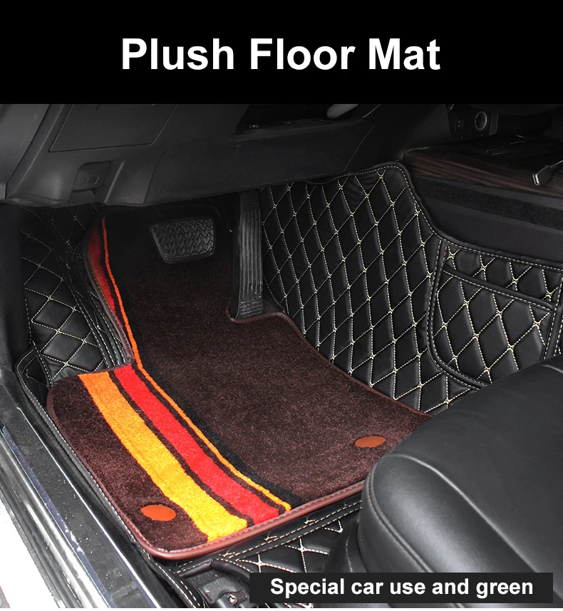 QHCP Wire Car Floor Mat Leather Foot Mats Kit Plush Carpet Rug Boot Pad Black Interior Protection Fit For Toyota Camry