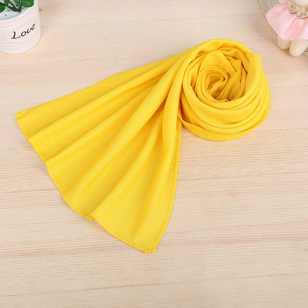 Южнокорейское волшебное холодное полотенце, спортивное, летнее, стойкое, холодное полотенце, монохромное, полностью полиэфирное, холодное, шелковое полотенце - Цвет: lighting yellow