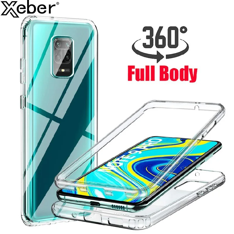 360 grados funda de teléfono para Xiaomi Redmi Note 10 9S 9 Pro Max 5G 8 8 8A 8T 9T 7A 5A 5 Plus 6A 6 7a K20 de cuerpo completo 2IN1Clear cubierta