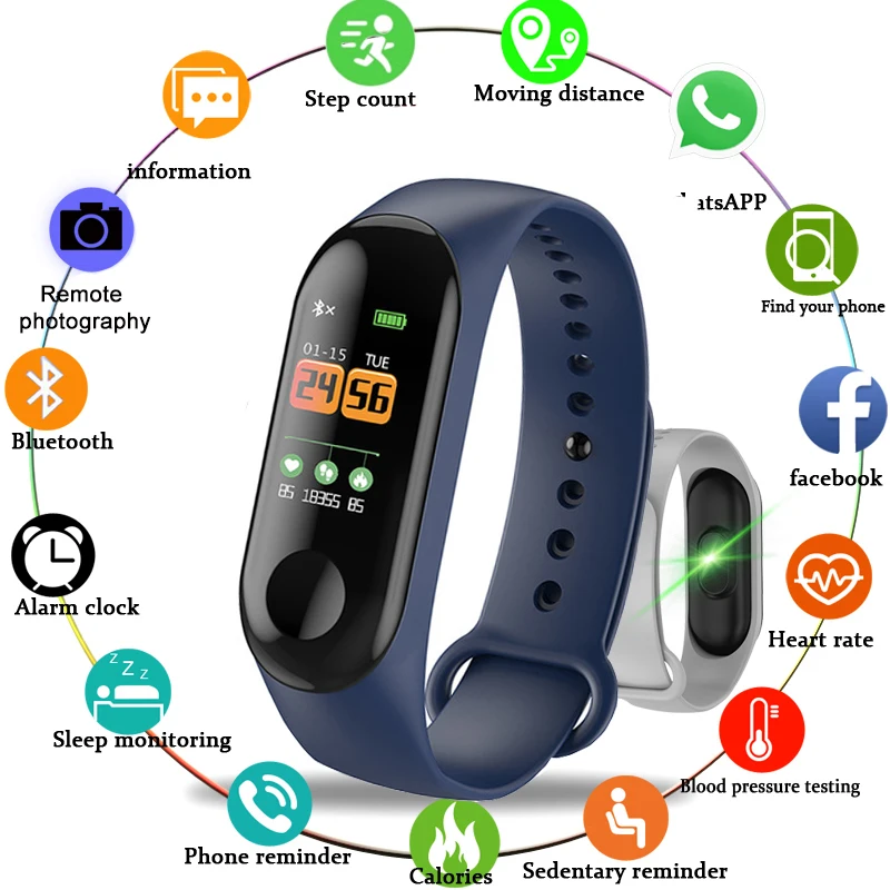 

The New Smart Sport Bracelet Wristband Blood Pressure Heart Rate Monitor Pedometer Smart Watch men For Android iOS xiaomi honor