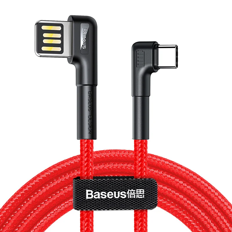 Baseus usb type C кабель QC3.0 3A провод для быстрого заряда для huawei Mate30 P30 Pro Xiaomi зарядное устройство провод USB-C type-C кабель для передачи данных - Название цвета: Red 2M