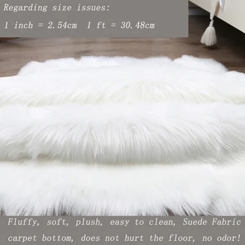 Plush Soft Sheepskin Bedroom Carpet Imitation Wool Pad Long Hair Bedside Mat Sofa Cushion White Rugs Red Living Room Fur Carpet 2